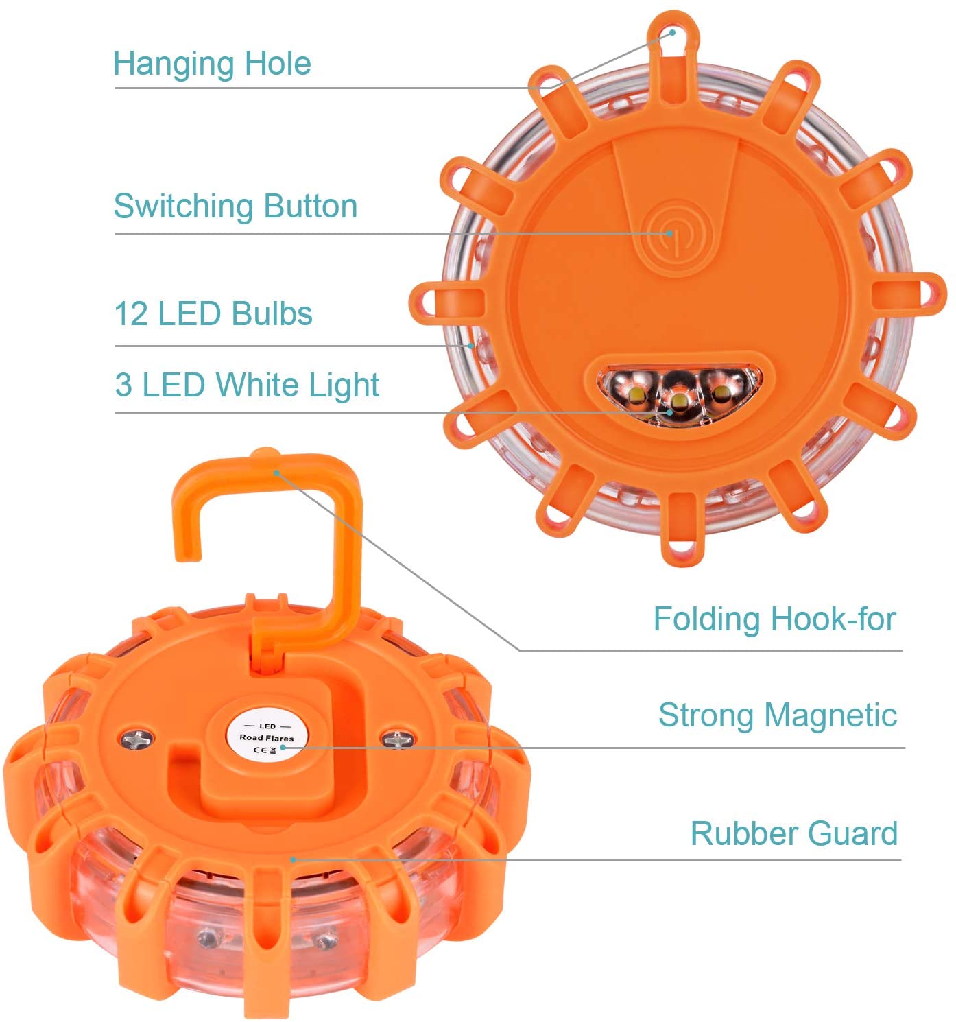 Magnetic LED Emergency Safety Flare Set (Set Of 2)