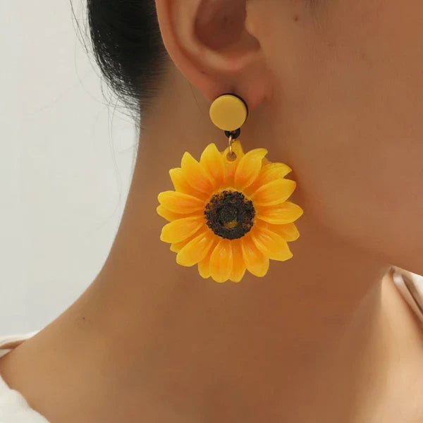 Bright & Refreshing Yellow Sunflower Earrings