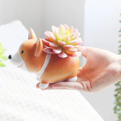 Cute Resin Corgi Planter Flower Pot