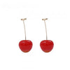 Drop Cherry Earrings With Gold Stems