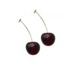 Drop Cherry Earrings With Gold Stems