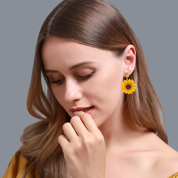 Bright & Refreshing Yellow Sunflower Earrings