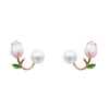 Pink Flower Earrings